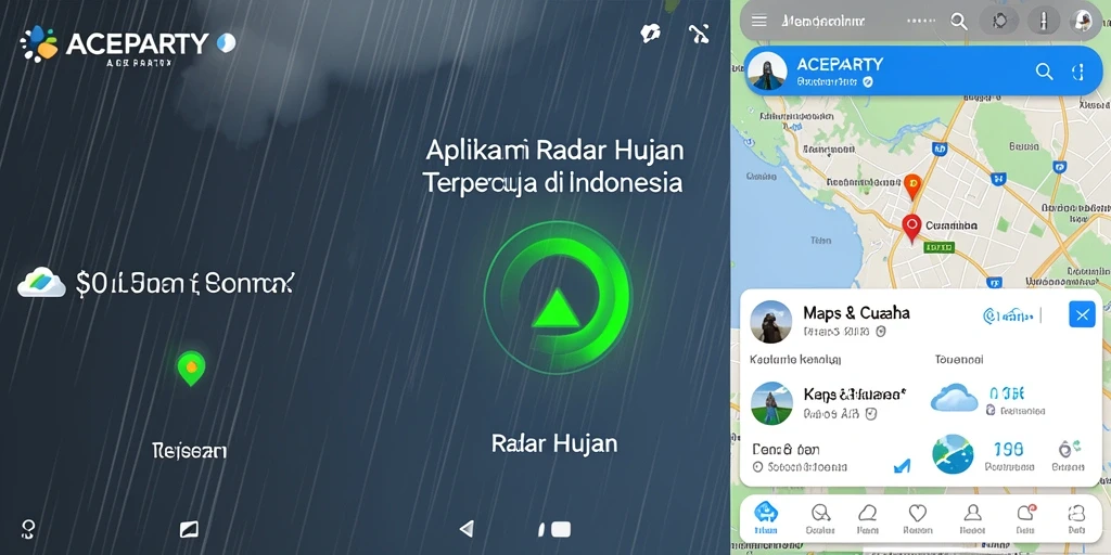 Tampilan antarmuka ACEPARTY menampilkan radar hujan yang akurat dan informatif.