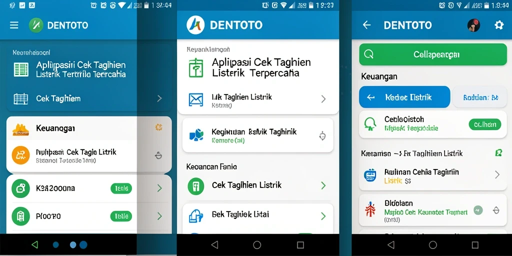 Antarmuka aplikasi DENTOTO untuk cek tagihan listrik yang user-friendly.
