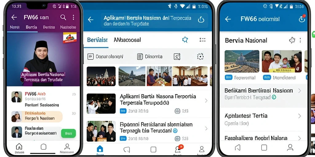 Antarmuka aplikasi FW66 dengan berita nasional terbaru.