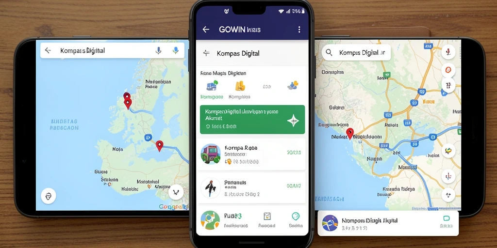 Antarmuka aplikasi GOWIN yang menunjukkan fungsi Kompas Digital.