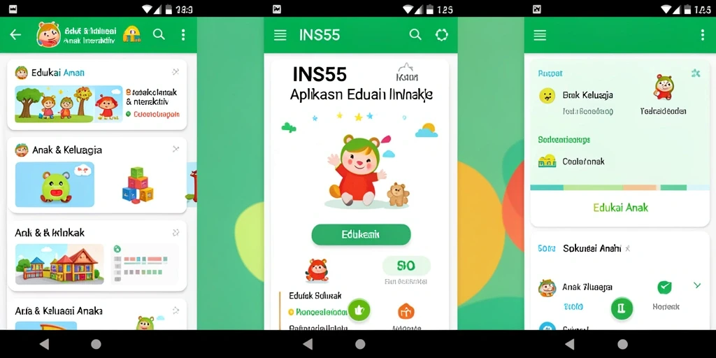 Tampilan antarmuka aplikasi edukasi anak yang interaktif dan menyenangkan.