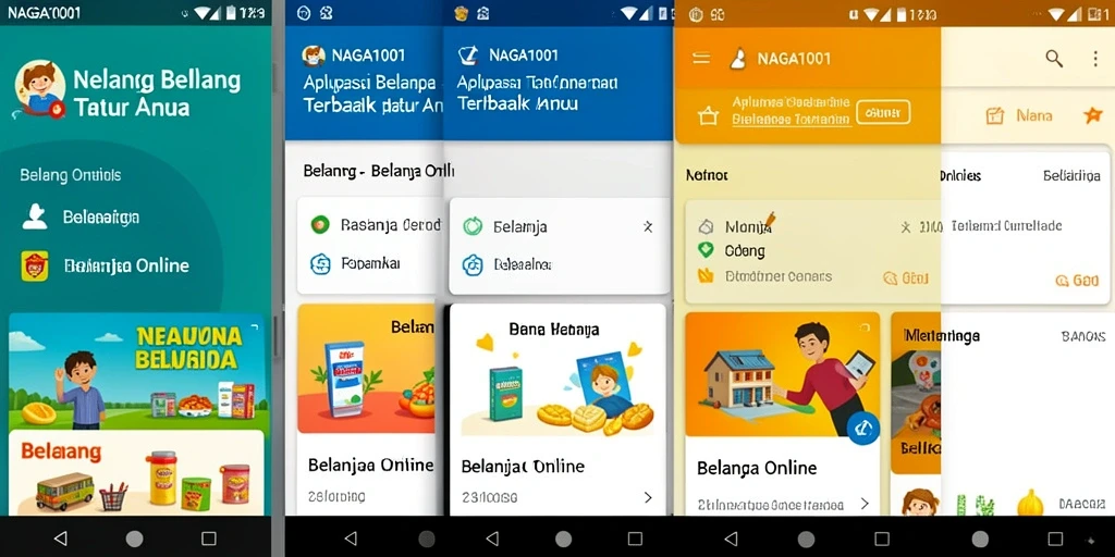 Tampilan antarmuka aplikasi NAGA1001 untuk Belanja Online.