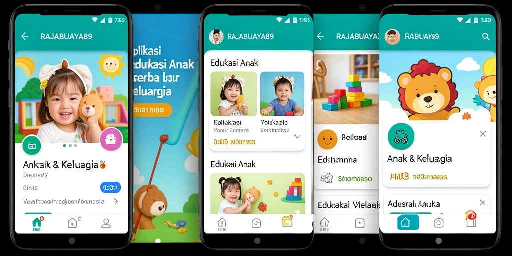Antarmuka aplikasi RAJABUAYA89 yang menarik untuk anak-anak.