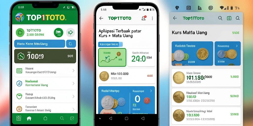 Tampilan antarmuka aplikasi TOP1TOTO dengan nilai tukar mata uang terbaru.