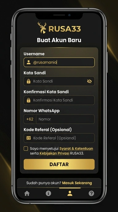 Cara Registrasi Akun Baru di Rusa33